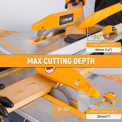 Hoteche 8-Inch Portable Table Saw, 720W Compact Benchtop Table Saw with 20T Carbide Tipped Blade, Precision Electric Woodworking Saw for Home Workshop & DIY Projects in Kuwait