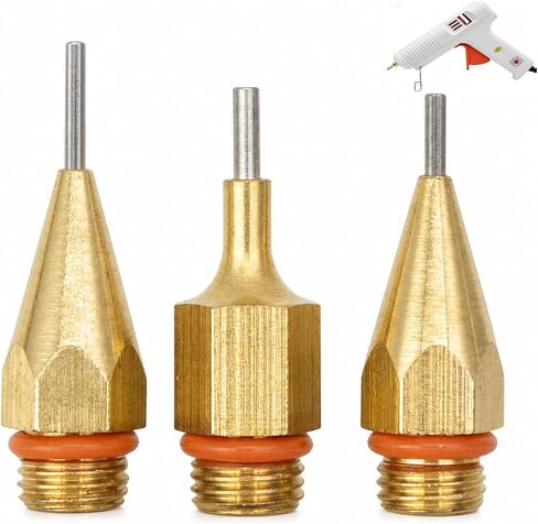 3x Hot Glue Gun Nozzles 7/16 Inch Thread Copper Needle Assortment Small Aperture Tips for Household Repairs Bathroom Doors in Kuwait