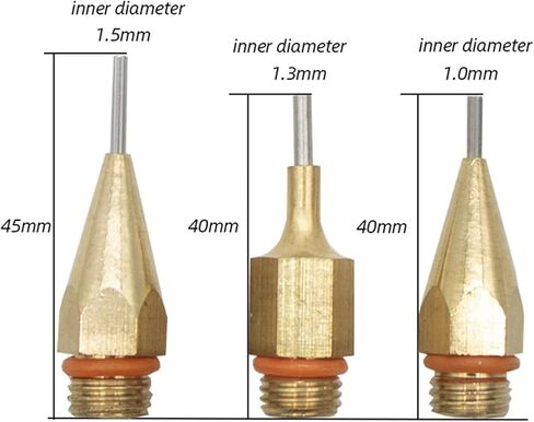 3x Hot Glue Gun Nozzles 7/16 Inch Thread Copper Needle Assortment Small Aperture Tips for Household Repairs Bathroom Doors in Kuwait