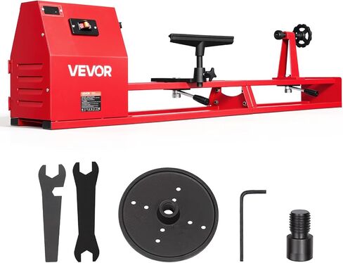VEVOR Wood Lathe 1/2 HP 14" x 40" Benchtop Wood Lathe Machine 4 Speeds, 930/1500/2050/2500 RPM, with Tool Rest, Wrenches, Faceplate, Heavy Duty, for Beginner Professional Woodworking, Woodturning in Kuwait