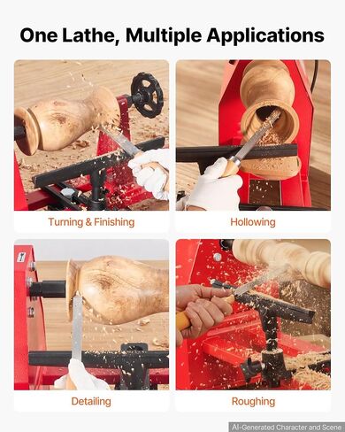 VEVOR Wood Lathe 1/2 HP 14" x 40" Benchtop Wood Lathe Machine 4 Speeds, 930/1500/2050/2500 RPM, with Tool Rest, Wrenches, Faceplate, Heavy Duty, for Beginner Professional Woodworking, Woodturning in Kuwait