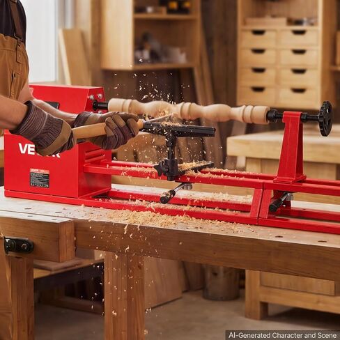 VEVOR Wood Lathe 1/2 HP 14" x 40" Benchtop Wood Lathe Machine 4 Speeds, 930/1500/2050/2500 RPM, with Tool Rest, Wrenches, Faceplate, Heavy Duty, for Beginner Professional Woodworking, Woodturning in Kuwait