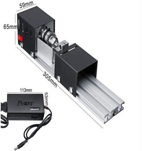 Mini Lathe Beads Polisher Machine, 96w Wood Lathe Milling Machine, 7-Speed 8000rpm, 2.76 × 6.3-inch Working Area, Aluminium Alloy Base,12-24v for Home Woodworking Crafts DIY in Kuwait