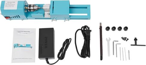 Multi-Purpose Mini Wood Lathe Milling Machine 96W 7 Speeds | Benchtop Mini Woodworking Lathe for Punching, Engraving, Sanding, Cutting, Rounding, 4000-9000rpm, 0.6-6mm Chuck Range in Kuwait