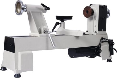 Steel Wood Lathe Machine, Gray, 12" x 18" Wood Lathe, Woodturning, 37.7 x 8.8 x 15.4 in, for Workshop or Garage in Kuwait