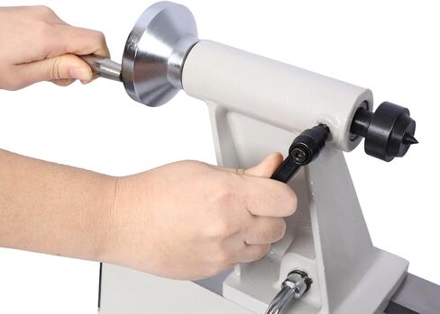 Steel Wood Lathe Machine, Gray, 12" x 18" Wood Lathe, Woodturning, 37.7 x 8.8 x 15.4 in, for Workshop or Garage in Kuwait
