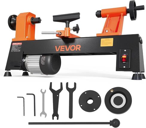 VEVOR Wood Lathe 1/2 HP 10" x 18" Benchtop Wood Lathe Machine 5 Speeds, 780/1320/1920/2640/3840 RPM, with Tool Rest, Wrenches, Feet, Heavy Duty, for Beginners DIY Enthusiasts Woodworking, Woodturning in Kuwait