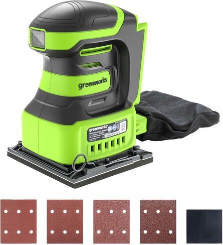 Greenworks G24SS14 Cordless Quarter Sheet Sander, 11000RPM, WITHOUT 24V Battery & Charger, 3 Year Guarantee in Kuwait
