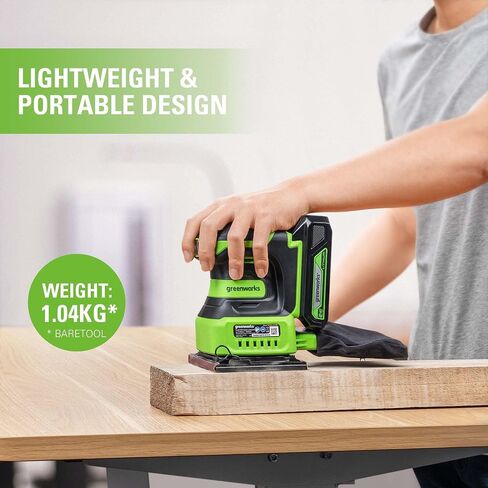 Greenworks G24SS14 Cordless Quarter Sheet Sander, 11000RPM, WITHOUT 24V Battery & Charger, 3 Year Guarantee in Kuwait
