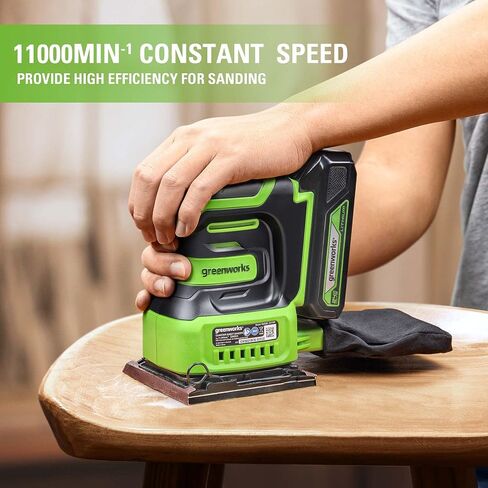 Greenworks G24SS14 Cordless Quarter Sheet Sander, 11000RPM, WITHOUT 24V Battery & Charger, 3 Year Guarantee in Kuwait