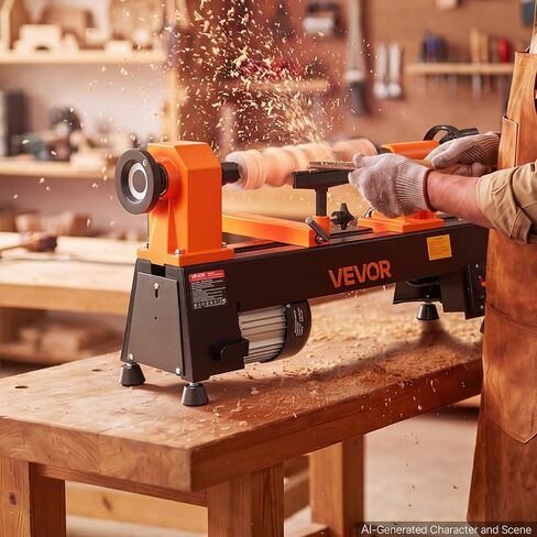 VEVOR Wood Lathe 1/2 HP 10" x 18" Benchtop Wood Lathe Machine 5 Speeds, 780/1320/1920/2640/3840 RPM, with Tool Rest, Wrenches, Feet, Heavy Duty, for Beginners DIY Enthusiasts Woodworking, Woodturning in Kuwait