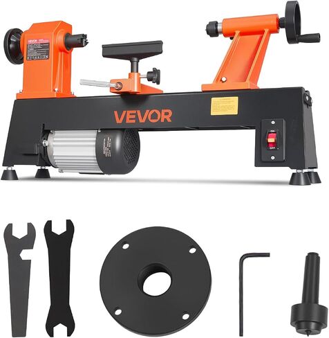 VEVOR Wood Lathe 3/4 HP 12" x 18" Benchtop Wood Lathe Machine 5 Speeds, 780/1320/1920/2640/3840 RPM, with Tool Rest, Wrenches, Faceplate, Heavy Duty, for Beginner Professional Woodworking, Woodturning in Kuwait
