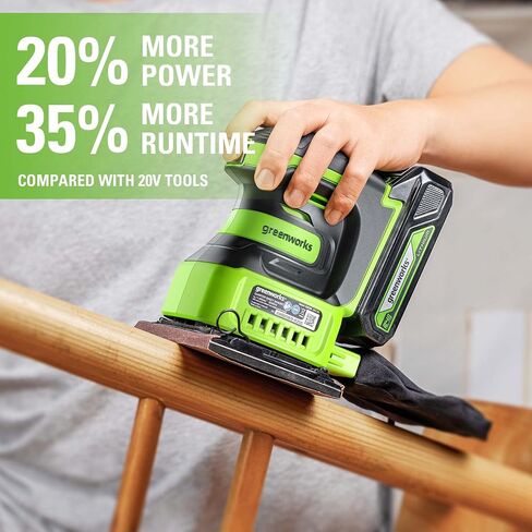 Greenworks G24SS14 Cordless Quarter Sheet Sander, 11000RPM, WITHOUT 24V Battery & Charger, 3 Year Guarantee in Kuwait