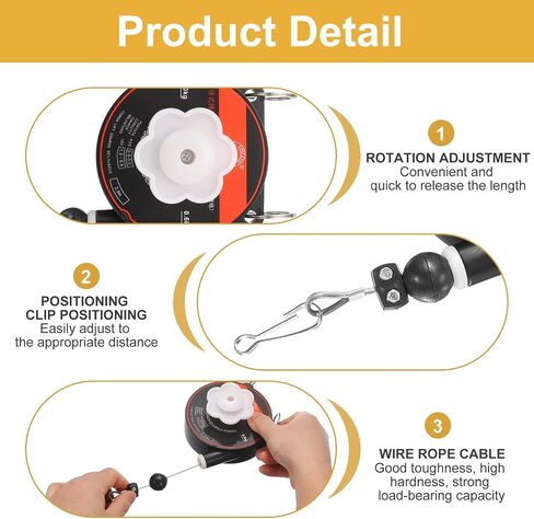 PATIKIL Retractable Spring Balancer, 1.2-2lbs (2.6-4.4kg) Bearing Spring Tool Load Balancer 6.6 Feet Adjustable Cable Retractor Holder for Assembly Line Hanging, Black in Kuwait