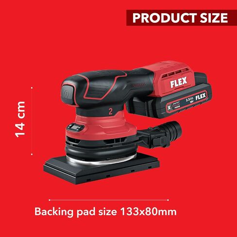 FLEX - Sheet Sander - Brushless 18V Cordless Orbital 1/3, with Speed Control OSE 2-80 18V Sander, Base Size 133x80 mm, Body Only - 532084 - One Handed & Integrated Dust Extractor - Work Tools in Kuwait