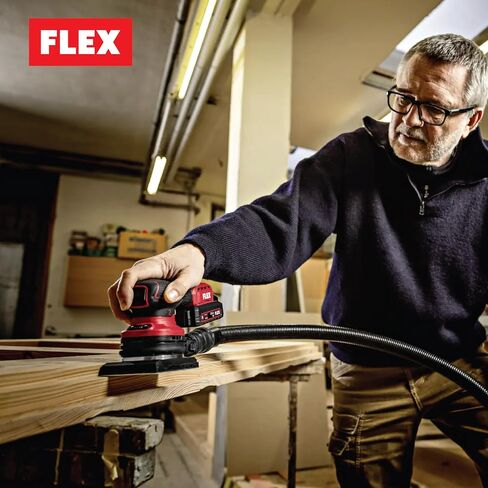 FLEX - Sheet Sander - Brushless 18V Cordless Orbital 1/3, with Speed Control OSE 2-80 18V Sander, Base Size 133x80 mm, Body Only - 532084 - One Handed & Integrated Dust Extractor - Work Tools in Kuwait
