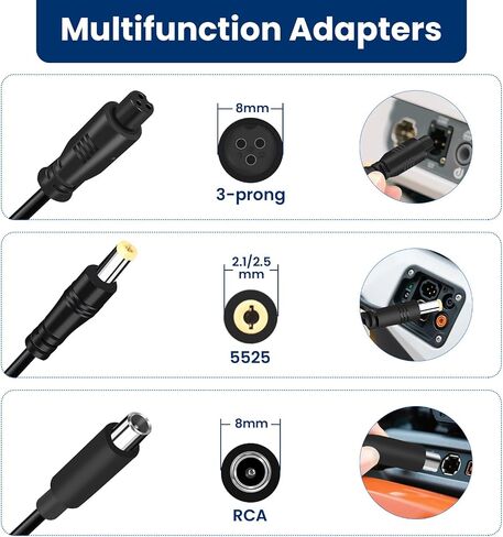 3-in-1 42V 2A Charger with DC 5.5 * 2.1mm,8mm RCA/12mm 3 Prong,for 36V Li-ion Battery & Jetson, Swagtron, Gotrax,Swagway,Razor Series Power Adapter wk in Kuwait