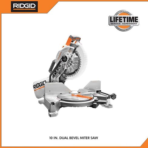 RIDGID 15 AMP 10 in. Corded Dual Bevel Miter Saw with LED Cut LINE Indicator R4113 in Kuwait