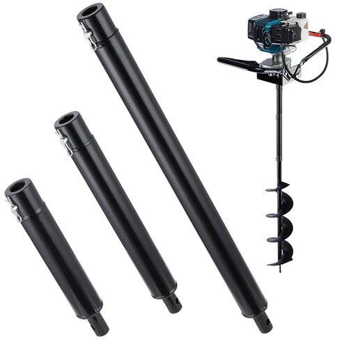 3 Auger Extension Bits 3/4in Shaft, 7.7/11.4/19.3in Bars for Earth Drilling | Use singly or combine for depth; bolt & pin lock; anti-corrosion coated iron; for soil, wood, garden, construction in Kuwait