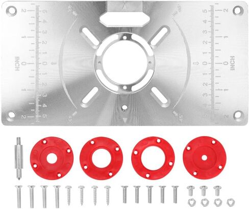 9.3x4.7x0.3 Inch – Precision Router Plate with Red ABS Center Ring Routers Base Plates,Flip Board Design with 4 Rings for Wood Trimming and Engraving in Kuwait