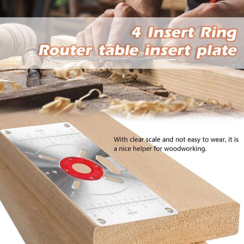 9.3x4.7x0.3 Inch – Precision Router Plate with Red ABS Center Ring Routers Base Plates,Flip Board Design with 4 Rings for Wood Trimming and Engraving in Kuwait