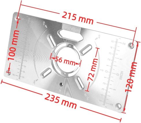9.3x4.7x0.3 Inch – Precision Router Plate with Red ABS Center Ring Routers Base Plates,Flip Board Design with 4 Rings for Wood Trimming and Engraving in Kuwait