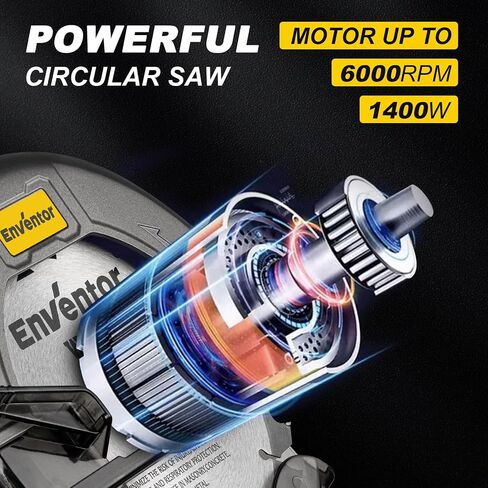 Enventor Circular Saw Corded, 11A Electric Circular Saws 7-1/4-Inch with 24T Blade Saw, Max Cutting Depth 2-7/16"(90°), 1-8/9"(0°-45°), Single Handed Bevel, 6,000RPM in Kuwait
