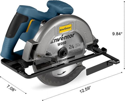 Enventor Circular Saw Corded, 11A Electric Circular Saws 7-1/4-Inch with 24T Blade Saw, Max Cutting Depth 2-7/16"(90°), 1-8/9"(0°-45°), Single Handed Bevel, 6,000RPM in Kuwait