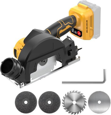 4" Mini Circular Saw Compatible With DeWalt 20V Battery(NO Battery) | Brushless Cordless Cut Off Tool with 3 Speeds, 4 Blades,12000RPM,Removable Dust Cover for Metal, Wood and PVC in Kuwait