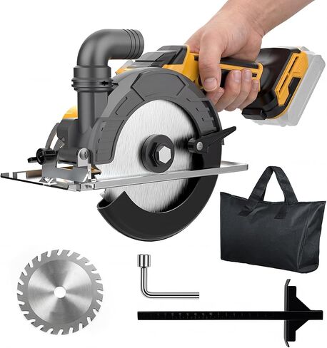 6 In Brushless Circular Saw Compatible with Dewalt 20V Battery(NO Battery) | Cordless Circular Saw with Tool Bag,Guide Ruler,6" Blade,2" Cutting Depth,0-45°Bevel for Wood,PVC and Plastics in Kuwait