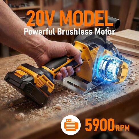 6 In Brushless Circular Saw Compatible with Dewalt 20V Battery(NO Battery) | Cordless Circular Saw with Tool Bag,Guide Ruler,6" Blade,2" Cutting Depth,0-45°Bevel for Wood,PVC and Plastics in Kuwait
