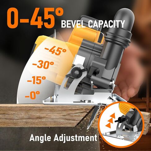 6 In Brushless Circular Saw Compatible with Dewalt 20V Battery(NO Battery) | Cordless Circular Saw with Tool Bag,Guide Ruler,6" Blade,2" Cutting Depth,0-45°Bevel for Wood,PVC and Plastics in Kuwait