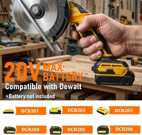 6 In Brushless Circular Saw Compatible with Dewalt 20V Battery(NO Battery) | Cordless Circular Saw with Tool Bag,Guide Ruler,6" Blade,2" Cutting Depth,0-45°Bevel for Wood,PVC and Plastics in Kuwait