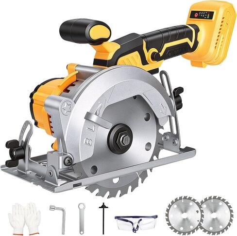 5.5-Inch Cordless Circular Saw Compatible with DeWalt 20V Battery (Tool Only, No Battery), 7200 RPM Brushless Power Saw, 0-45° Bevel, 1.7" Max Cutting Depth for Wood, Plastic & PVC in Kuwait