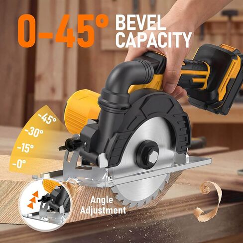 6-Inch Cordless Circular Saw Compatible with DeWalt 20V Max Battery (NO Battery), 2.2"(90°), 1.5"(45°) Max Cutting Depth Lightweight with Tool Bag, Guide Ruler,6" Blade For Wood PVC Cutting in Kuwait