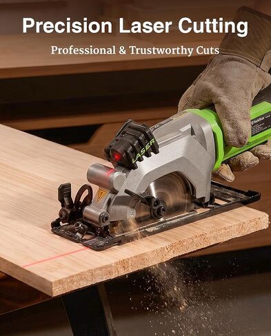 TaskStar Mini Circular Saw with Laser Guide: 4.8A 4000RPM Compact Corded Power Cutter, 4-1/2 in Electric Hand Tool with Rip Fence, 3 Blades for Wood, Soft Metal, Tile, Plastic Cutting in Kuwait