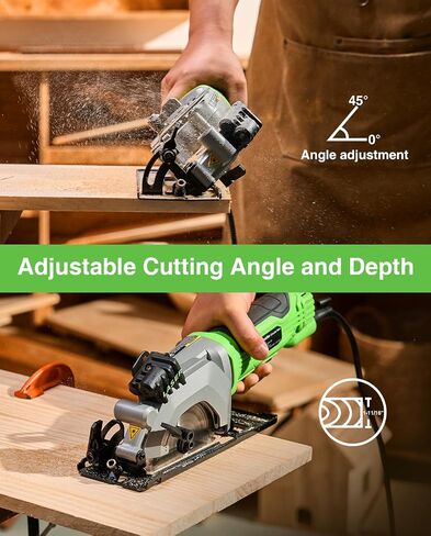 TaskStar Mini Circular Saw with Laser Guide: 4.8A 4000RPM Compact Corded Power Cutter, 4-1/2 in Electric Hand Tool with Rip Fence, 3 Blades for Wood, Soft Metal, Tile, Plastic Cutting in Kuwait