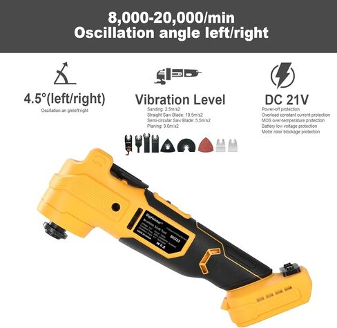 Brushless Oscillating Multi Tool for DEWALT 20V Battery, 6-Speed Anti-Twist | Tool Only, Battery and Charger Not Included, Quick-Release Accessory Change, Cutting, Sanding, Scraping and Grout Removal in Kuwait