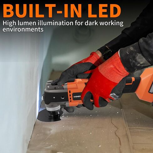ENERTWIST Cordless Oscillating Tool, 20V Battery, 3° Oscillation Angle | 6 Variable Speed, Brushless, LED Light, Charger, 34 PCS Saw Accessories, Carry Bag, Compatible with DEWALT 18V/20V Battery in Kuwait