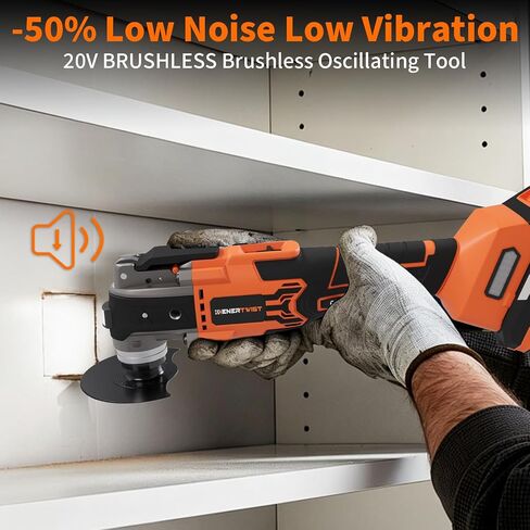 ENERTWIST Cordless Oscillating Tool, 20V Battery, 3° Oscillation Angle | 6 Variable Speed, Brushless, LED Light, Charger, 34 PCS Saw Accessories, Carry Bag, Compatible with DEWALT 18V/20V Battery in Kuwait