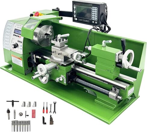 8"x16" Metal Lathe Precision Bench Top Variable Speed Lathe with Digital Display with 0.01mm Auto Feed 110V 1100W in Kuwait