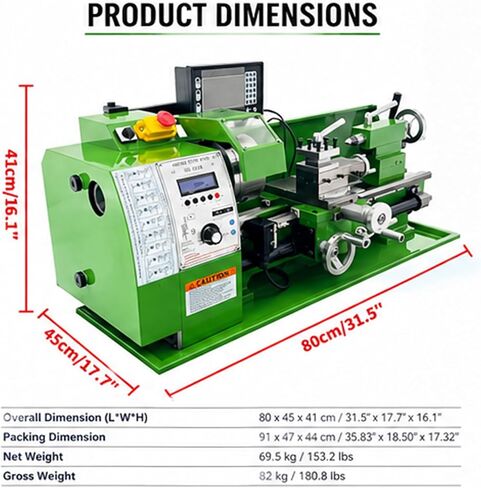 8"x16" Metal Lathe Precision Bench Top Variable Speed Lathe with Digital Display with 0.01mm Auto Feed 110V 1100W in Kuwait