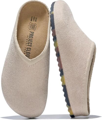 Project Cloud Casual Clogs for Women Genuine Leather Insole Mules (Nella) | Genuine Leather SmartFoam Arch Support Insole Womens Slipers Cashmere Knit Slip On Shoes for Women Non-Slip Mules & Clogs in Kuwait