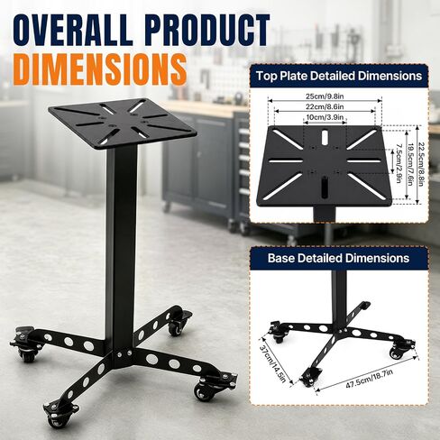 Bench Grinder Stand with Wheels, With 8.8 x 9.8 in Mounting Plate | Vise and Grinder Stand, Stable Floor-Mounted Workstation for Notching Machines, Grinders, Vises, Shears, and Shrinkers in Kuwait