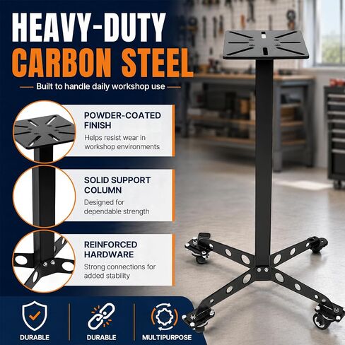 Bench Grinder Stand with Wheels, With 8.8 x 9.8 in Mounting Plate | Vise and Grinder Stand, Stable Floor-Mounted Workstation for Notching Machines, Grinders, Vises, Shears, and Shrinkers in Kuwait