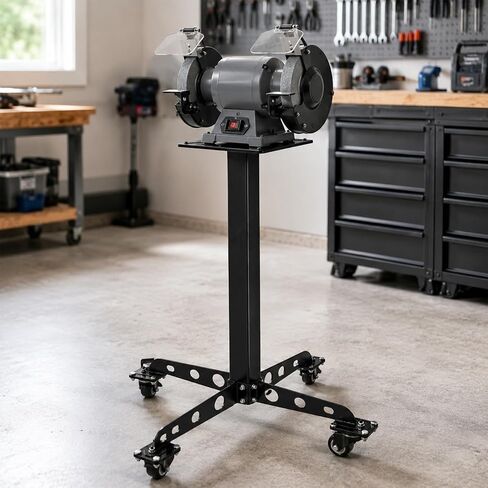 Bench Grinder Stand with Wheels, With 8.8 x 9.8 in Mounting Plate | Vise and Grinder Stand, Stable Floor-Mounted Workstation for Notching Machines, Grinders, Vises, Shears, and Shrinkers in Kuwait