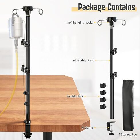 Rotary Tool Hanger Stand, Telescopic Flex Shaft Mount with Table Clamp | Compatible with Foredom, Dremel, Grobet Tool, Adjustable Height 15.7" to 33.5", 4 Metal Hooks, Aluminum Alloy in Kuwait
