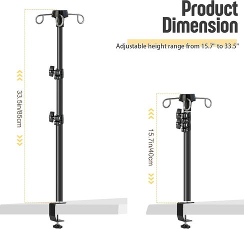 Rotary Tool Hanger Stand, Telescopic Flex Shaft Mount with Table Clamp | Compatible with Foredom, Dremel, Grobet Tool, Adjustable Height 15.7" to 33.5", 4 Metal Hooks, Aluminum Alloy in Kuwait