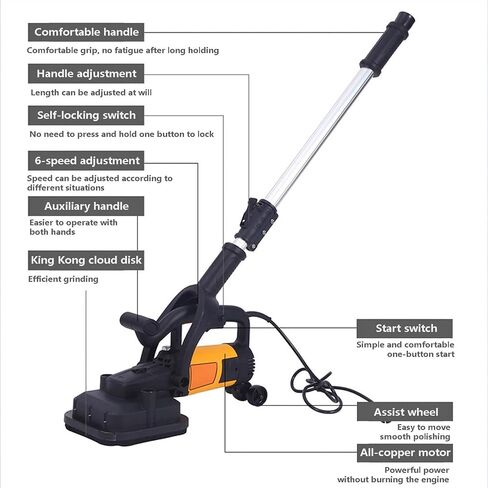 4-heads concrete grinder, electric concrete grinder with 3 grinding discs, handheld drywall grinder for cement, tile, marble and granite in Kuwait