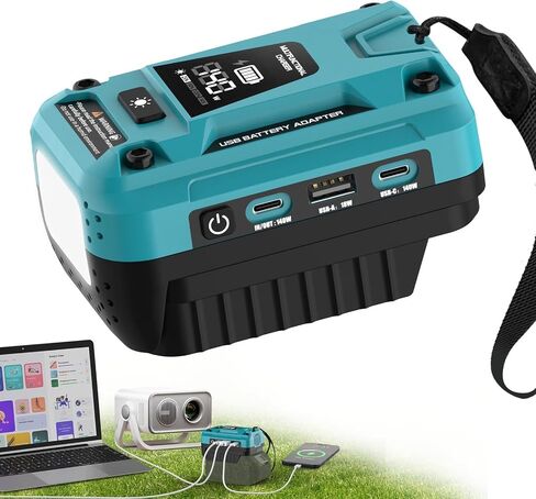 140W Fast Battery Bidirectional Charger Compatible with Dewalt 20V Battery, Dual USB-C 140W Output, Single USB-A 18W Output, Maximum Output of 280W, 700LM LED Work Light & LED Display (No Battery) in Kuwait